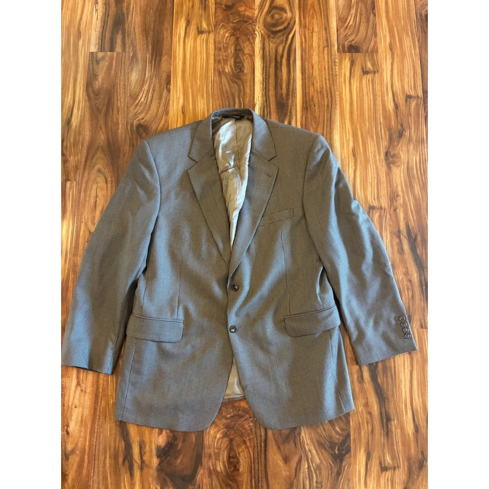 Jos. A. Bank Signature Collection Brown Houndstooth Wool Blazer 44R Gordon Coat